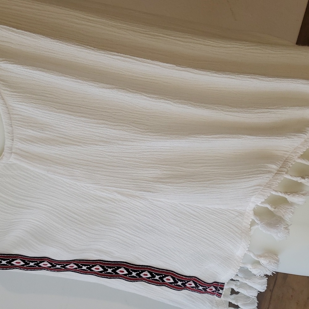 Coachella Collab Gypsy Boho Tank with white tassels & pearl buttons - Picture 7 of 13